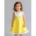 فستان بناتي أصفر وأبيض