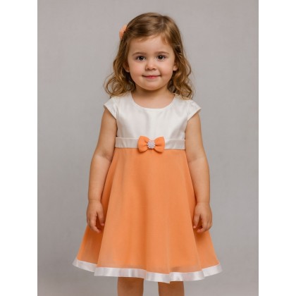 فستان بناتي برتقالي وأبيض