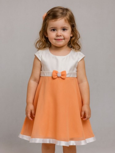 فستان بناتي برتقالي وأبيض