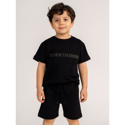 طقم تيشيرت و شورت لون أسود