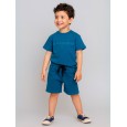 طقم تيشيرت و شورت لون أزرق