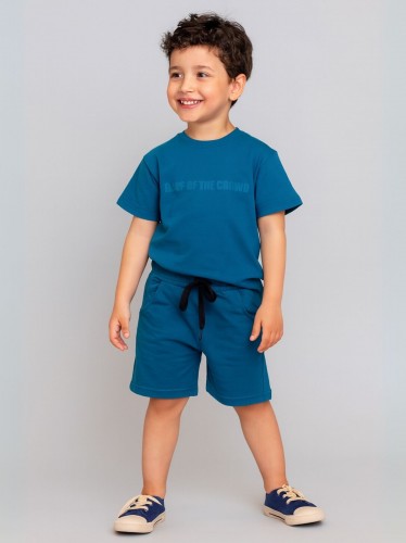 طقم تيشيرت و شورت لون أزرق