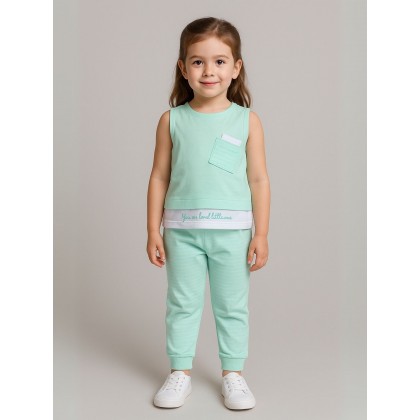 طقم بناتي قطعتين لون أخضر