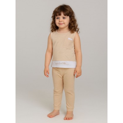 طقم بناتي قطعتين لون بيج