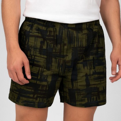 بوكسر رجال قطني لون زيتي بأشكال أسود