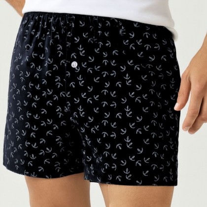 بوكسر رجال قطني لون أسود بأشكال مرساة سفينة