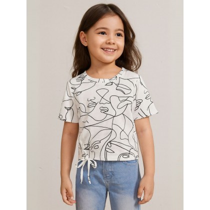 بلوزة بناتي نص كم  لون ابيض واسود