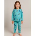بجامة بأكمام طويلة قطعتين بناتي برسومات لون تركواز