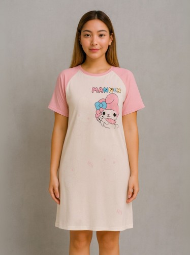 تيشيرت ستاتي ابيض وزهري