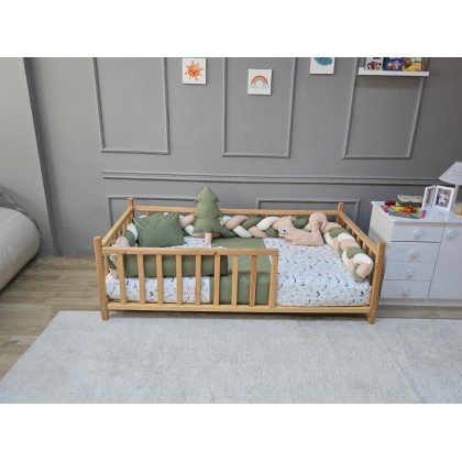 مفرش مونتيسوري حيوانات جدلة زيتي وبيج