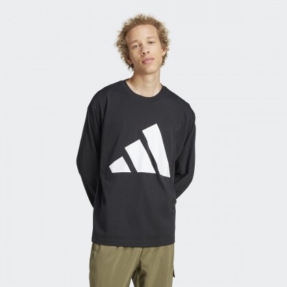 Adidas Mens' Essentials Big Logo Single Jersey Long Sleeve Tee- Black