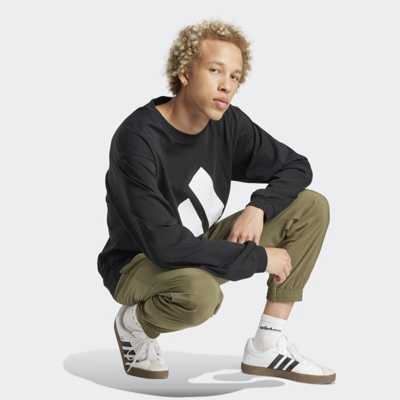 Adidas Mens' Essentials Big Logo Single Jersey Long Sleeve Tee- Black