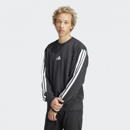 Adidas Mens' Essentials 3-Stripes French Terry Sweatshirt - Black