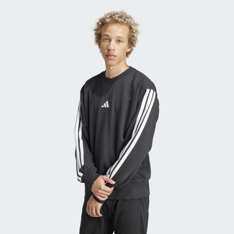 Adidas Mens' Essentials 3-Stripes French Terry Sweatshirt - Black