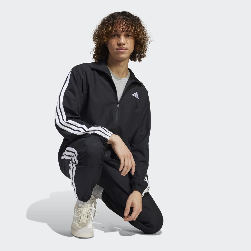 Adidas Mens' Sportswear Basic 3-Stripes Woven Track Suit - Black