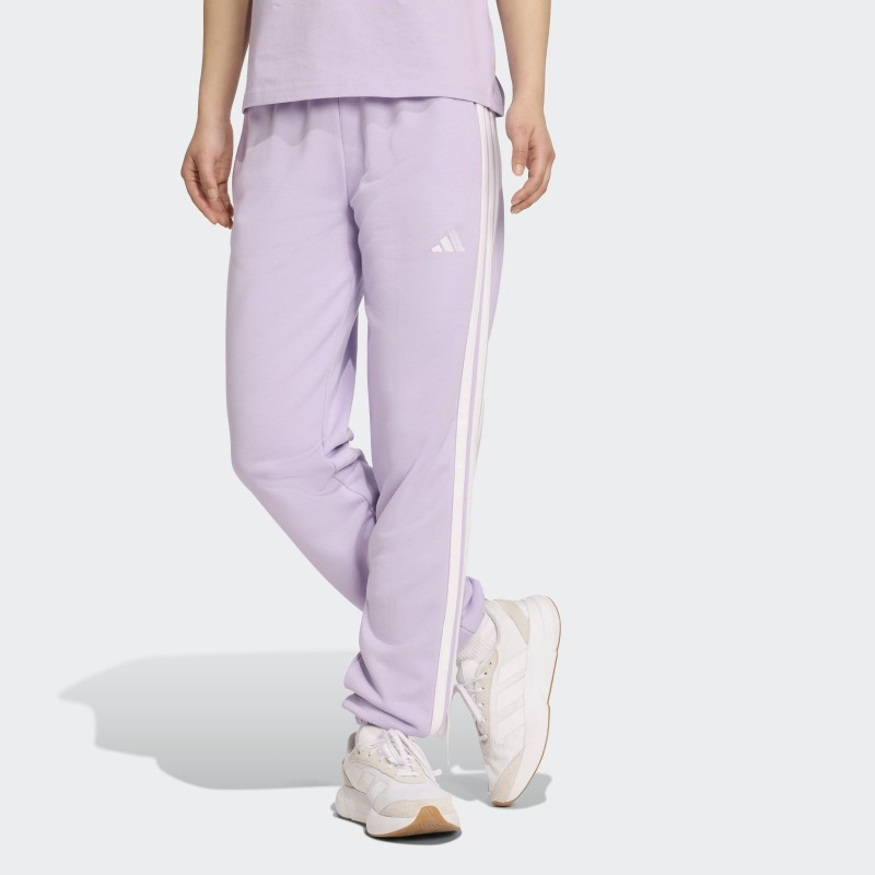 Adidas Womens' Essentials 3-Stripes French Terry Cuffed Joggers - Purple