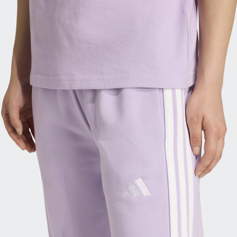 Adidas Womens' Essentials 3-Stripes French Terry Cuffed Joggers - Purple
