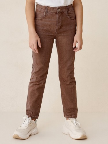 بنطلون جينز بناتي لون بني