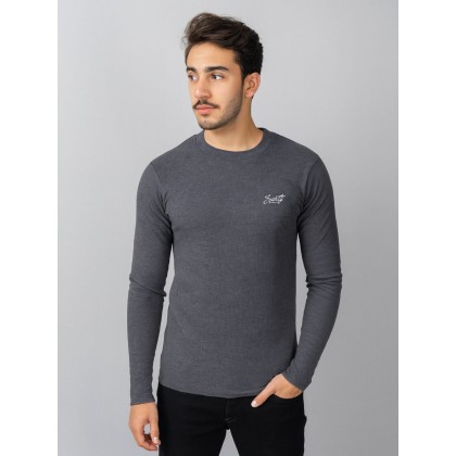 بلوزة بأكمام طويلة للرجال لون رمادي غامق