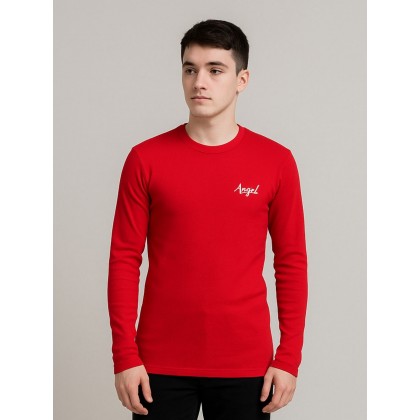 بلوزة بأكمام طويلة للرجال لون أحمر
