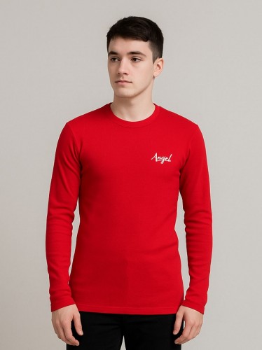 بلوزة بأكمام طويلة للرجال لون أحمر
