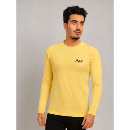 بلوزة بأكمام طويلة للرجال لون أصفر