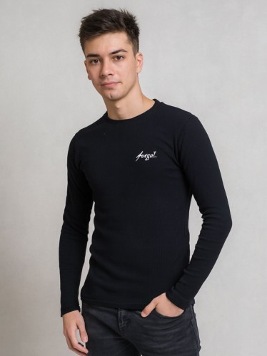 بلوزة بأكمام طويلة للرجال لون أسود