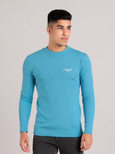 بلوزة بأكمام طويلة للرجال لون أزرق فاتح