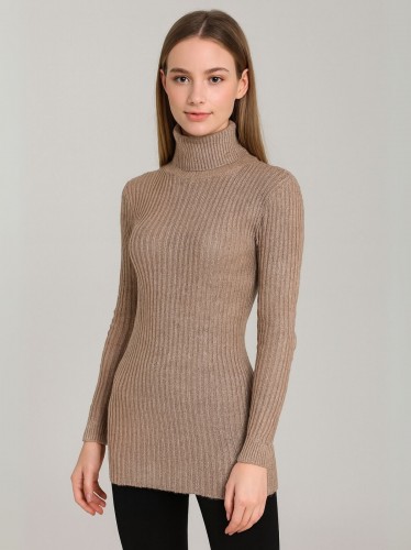 بلوزة بودي جولف بأكمام طويلة للنساء لون بيج