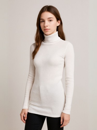 بلوزة بودي جولف بأكمام طويلة للنساء لون أبيض