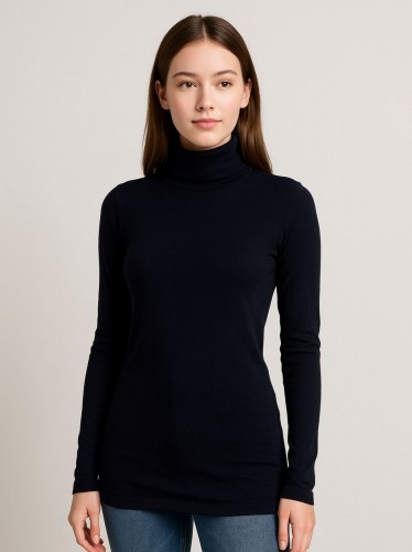 بلوزة بودي جولف بأكمام طويلة للنساء لون أسود