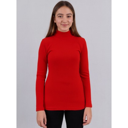 بلوزة بودي جولف بأكمام طويلة للنساء لون أحمر