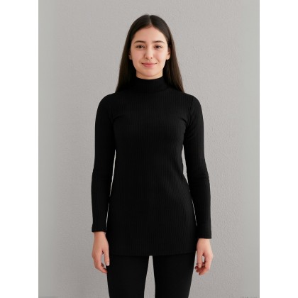 بلوزة بودي جولف بأكمام طويلة للنساء لون أسود