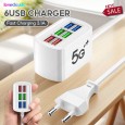 قاعدة شحن للجوال بـ 6 مداخل USB بقدرة 5 فولت/3.1 أمبير، يعمل بمدخل طاقة 220 فولت، يوفر شحنا آمنًا للأجهزة المختلفة