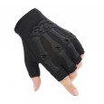 قفازات كفوف نصف اصبع مقاومة للانزلاق، مثالية في الجيم ولراكبي الدراجات - لون أسود