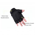 قفازات كفوف نصف اصبع مقاومة للانزلاق، مثالية في الجيم ولراكبي الدراجات - لون أسود
