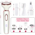 ماكينة حلاقة كهربائية للنساء 4 في 1، مزودة برؤوس متعددة لإزالة شعر الجسم والأنف بلطف وبدون ألم، قابلة للاستخدام الجاف أو مع الماء.