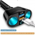 شاحن جوال مزدوج في السيارة - 2 منفذ USB و منفذ Type C مع شاشة عرض LCD - يدعم QC3.0 و2.4A لشحن أسرع وأكثر أماناً.