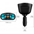 شاحن جوال مزدوج في السيارة - 2 منفذ USB و منفذ Type C مع شاشة عرض LCD - يدعم QC3.0 و2.4A لشحن أسرع وأكثر أماناً.