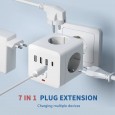 عظمة شحن 7 في 1 ذات 3 منافذ كهرباء و 3 منافذ USB و منفذ Type-C - حماية من زيادة التيار والحمل الزائد لشحن كل أجهزتك في نقطة شحن وحدة