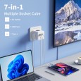عظمة شحن 7 في 1 ذات 3 منافذ كهرباء و 3 منافذ USB و منفذ Type-C - حماية من زيادة التيار والحمل الزائد لشحن كل أجهزتك في نقطة شحن وحدة