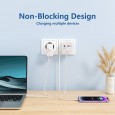 عظمة شحن 7 في 1 ذات 3 منافذ كهرباء و 3 منافذ USB و منفذ Type-C - حماية من زيادة التيار والحمل الزائد لشحن كل أجهزتك في نقطة شحن وحدة