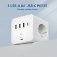 عظمة شحن 7 في 1 ذات 3 منافذ كهرباء و 3 منافذ USB و منفذ Type-C - حماية من زيادة التيار والحمل الزائد لشحن كل أجهزتك في نقطة شحن وحدة