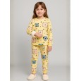 بجامة بأكمام طويلة قطعتين بناتي برسومات لون أصفر