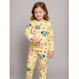 بجامة بأكمام طويلة قطعتين بناتي برسومات لون أصفر