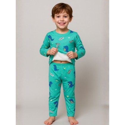 بجامة بأكمام طويلة قطعتين بناتي برسومات لون تركواز