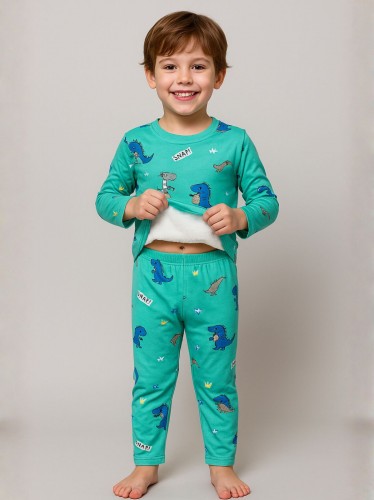 بجامة بأكمام طويلة قطعتين بناتي برسومات لون تركواز