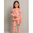 بجامة بأكمام طويلة قطعتين بناتي برسومات لون زهري