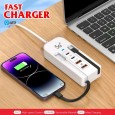قاعدة شحن 66 واط مع منفذين USB ومنفذين PD مع 2 كيبل مدخل PD - إمكانية شحن أجهزة متعددة في نفس الوقت