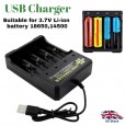 قاعدة شحن بطاريات قابلة للشحن 18650 - يمكن شحن 4 بطاريات في نفس الوقت - بمنفذ USB